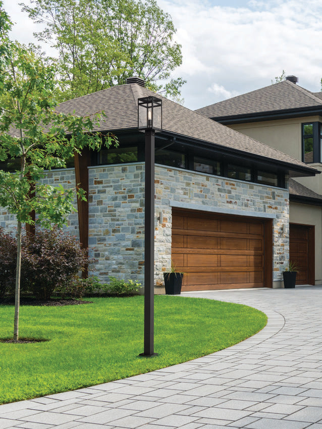 Z-Lite Nuri 596PHMS-536P-BK 1-Light Black Aluminum Clear Glass Shade Outdoor Post Mounted Fixture