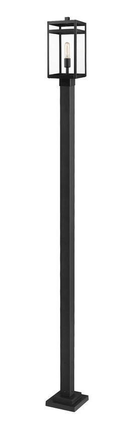 Z-Lite Nuri 596PHMS-536P-BK 1-Light Black Aluminum Clear Glass Shade Outdoor Post Mounted Fixture
