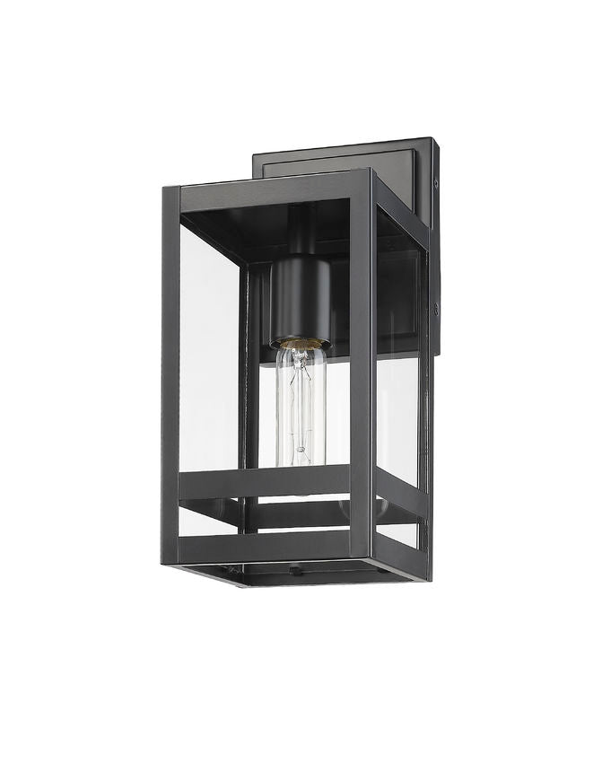 Z-Lite Nuri 7" W x 14" H 1-Light Black Aluminum Outdoor Wall Sconce With Clear Glass Shade