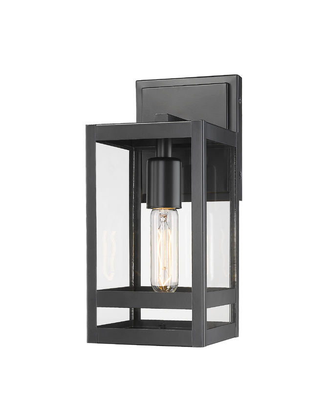Z-Lite Nuri 7" W x 14" H 1-Light Black Aluminum Outdoor Wall Sconce With Clear Glass Shade