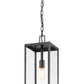 Z-Lite Nuri 8" 1-Light Black Aluminum Outdoor Chain Mount Ceiling Fixture With Clear Glass Shade