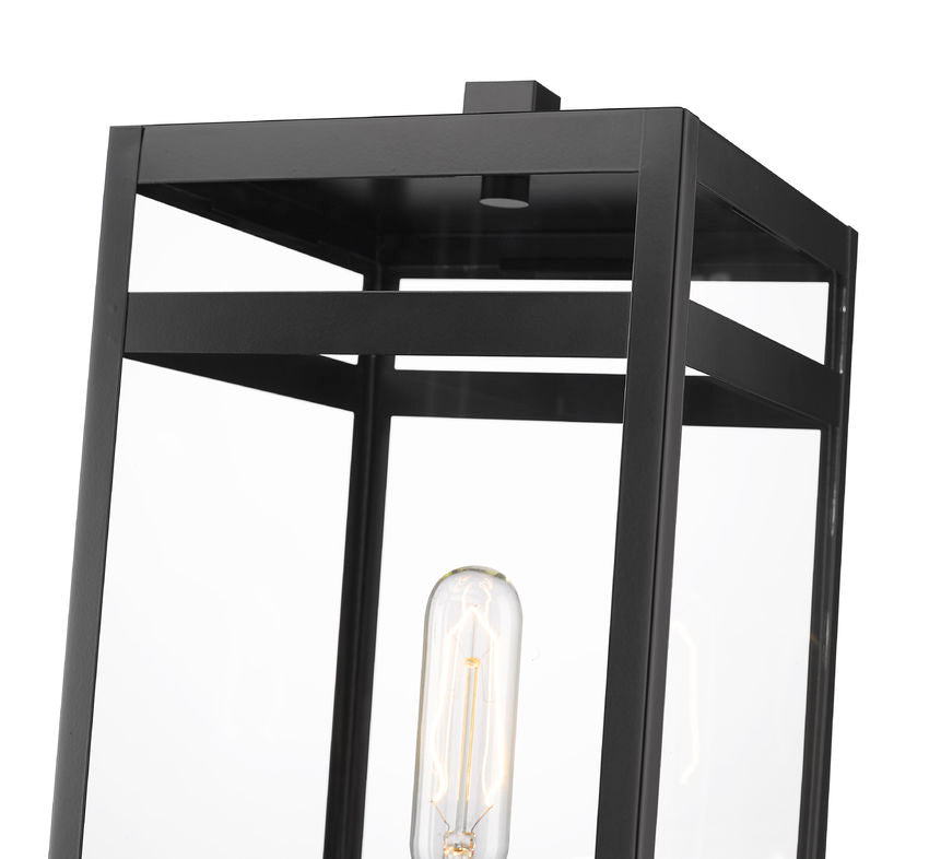 Z-Lite Nuri 8" 1-Light Black Outdoor Pier Mounted Fixture and Square Pier Mount Hardware With Clear Glass Shade