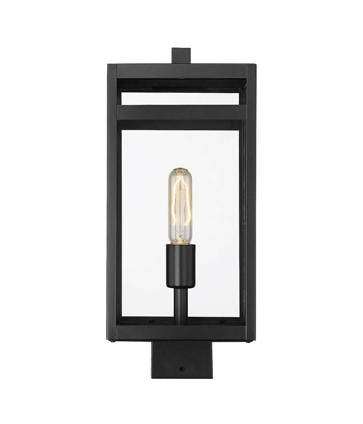 Z-Lite Nuri 8" 1-Light Black Outdoor Post Mount Fixture With Clear Glass Shade