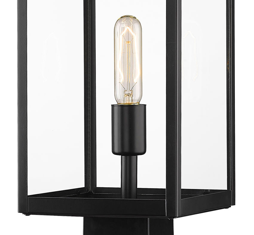 Z-Lite Nuri 8" 1-Light Black Outdoor Post Mount Fixture With Clear Glass Shade