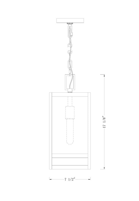 Z-Lite Nuri 8" W x 16" H 1-Light Black Aluminum Outdoor Chain Mount Ceiling Fixture With Clear Glass Shade