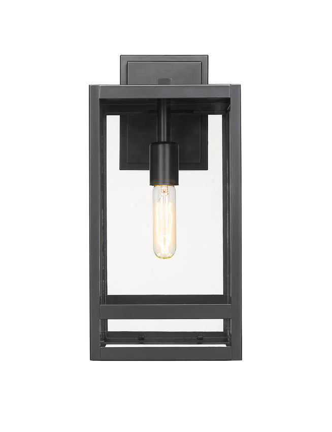 Z-Lite Nuri 8" W x 18" H 1-Light Black Aluminum Outdoor Wall Sconce With Clear Glass Shade