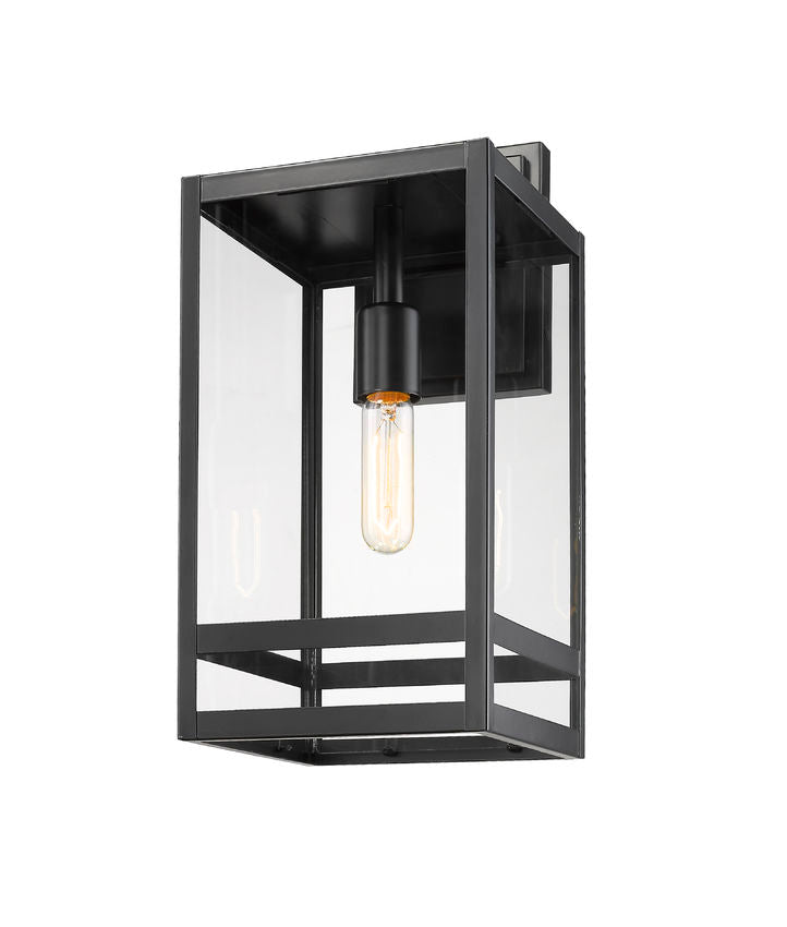 Z-Lite Nuri 8" W x 18" H 1-Light Black Aluminum Outdoor Wall Sconce With Clear Glass Shade