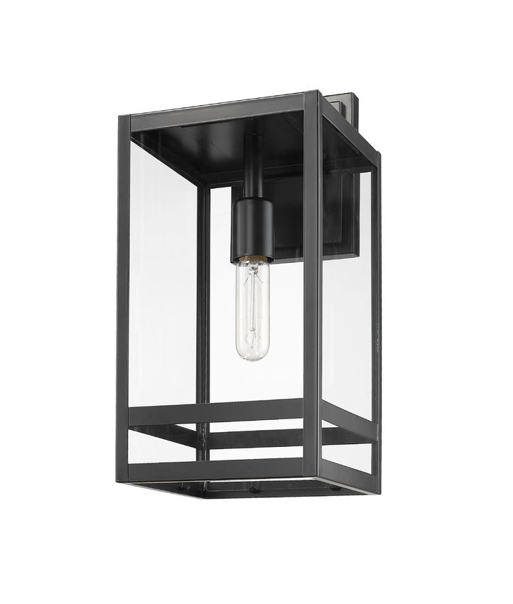Z-Lite Nuri 8" W x 18" H 1-Light Black Aluminum Outdoor Wall Sconce With Clear Glass Shade