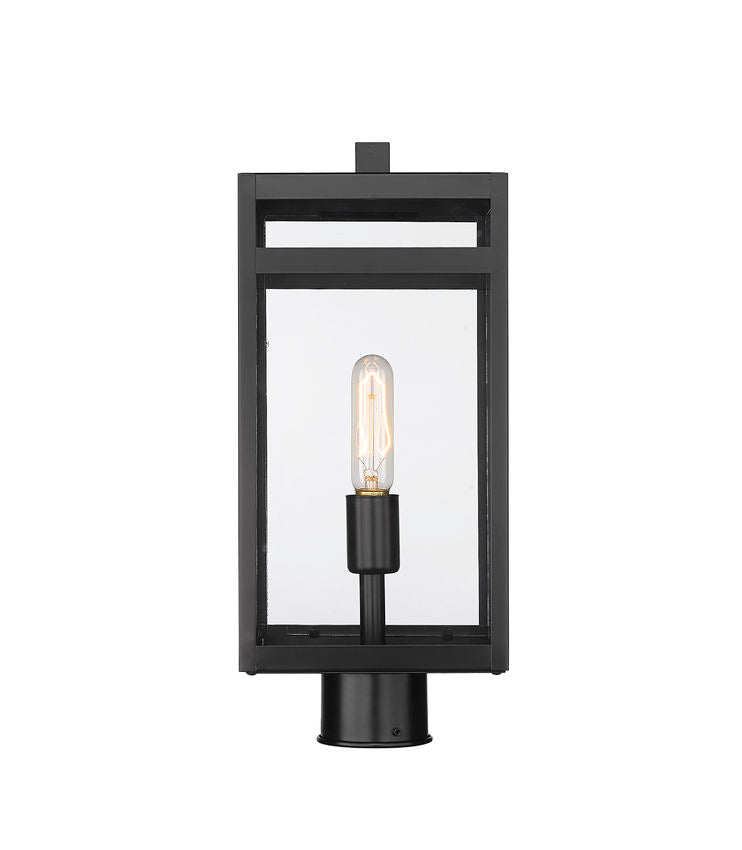 Z-Lite Nuri 8" W x 18" H 1-Light Black Outdoor Post Mount Fixture With Clear Glass Shade