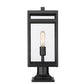 Z-Lite Nuri 8" W x 20" H 1-Light Black Outdoor Pier Mounted Fixture and Square Pier Mount Hardware With Clear Glass Shade