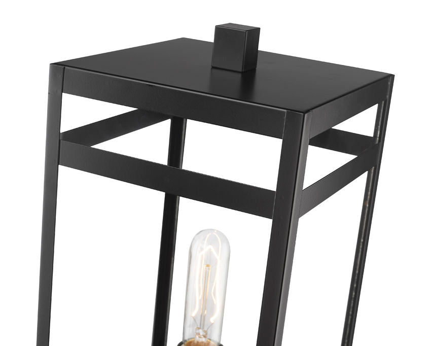 Z-Lite Nuri 8" W x 20" H 1-Light Black Outdoor Pier Mounted Fixture and Square Pier Mount Hardware With Clear Glass Shade
