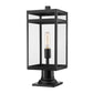 Z-Lite Nuri 8" W x 20" H 1-Light Black Outdoor Pier Mounted Fixture and Square Pier Mount Hardware With Clear Glass Shade