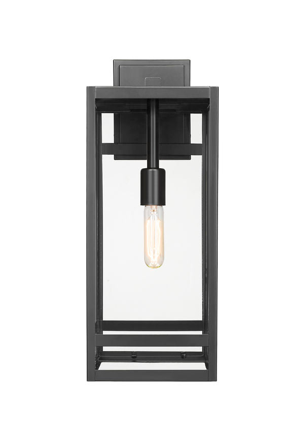 Z-Lite Nuri 8" W x 21" H 1-Light Black Aluminum Outdoor Wall Sconce With Clear Glass Shade