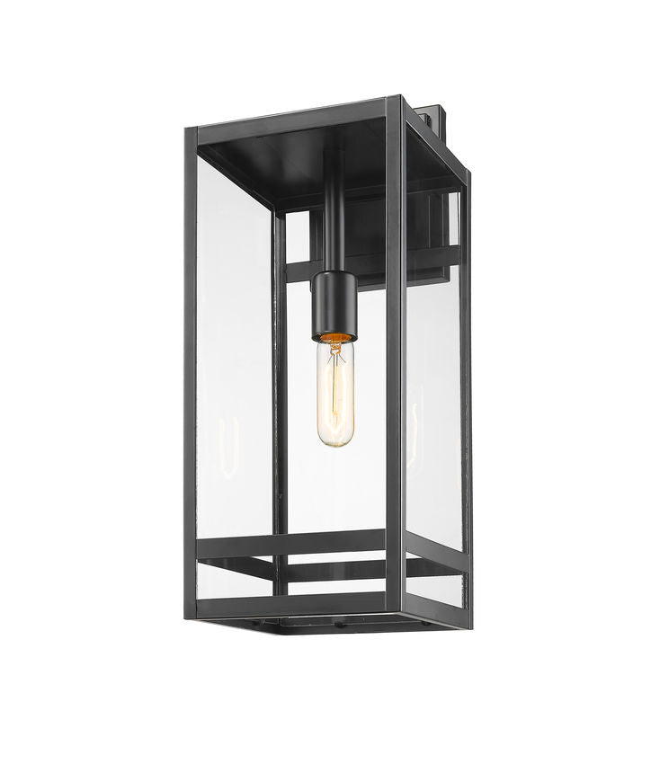 Z-Lite Nuri 8" W x 21" H 1-Light Black Aluminum Outdoor Wall Sconce With Clear Glass Shade