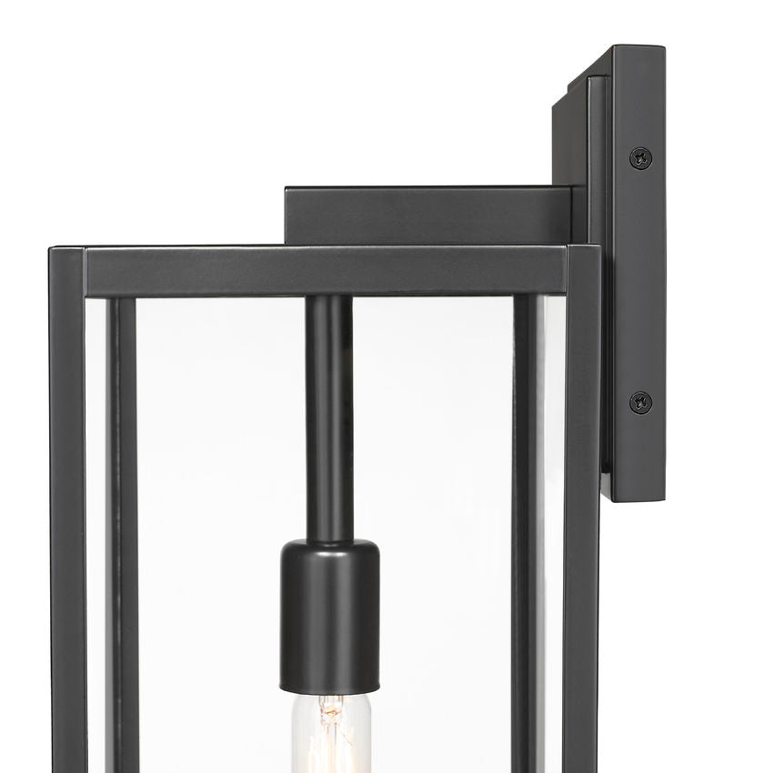 Z-Lite Nuri 8" W x 21" H 1-Light Black Aluminum Outdoor Wall Sconce With Clear Glass Shade