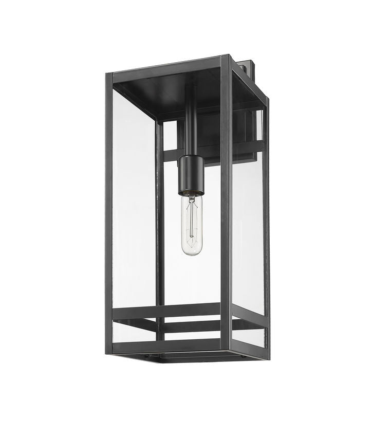 Z-Lite Nuri 8" W x 21" H 1-Light Black Aluminum Outdoor Wall Sconce With Clear Glass Shade