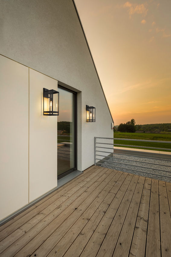 Z-Lite Nuri 8" W x 21" H 1-Light Black Aluminum Outdoor Wall Sconce With Clear Glass Shade