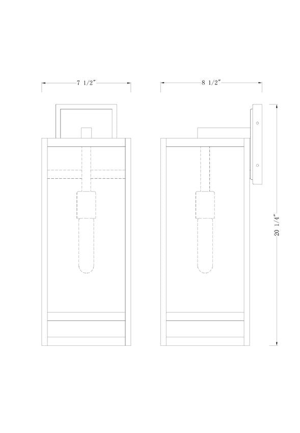 Z-Lite Nuri 8" W x 21" H 1-Light Black Aluminum Outdoor Wall Sconce With Clear Glass Shade