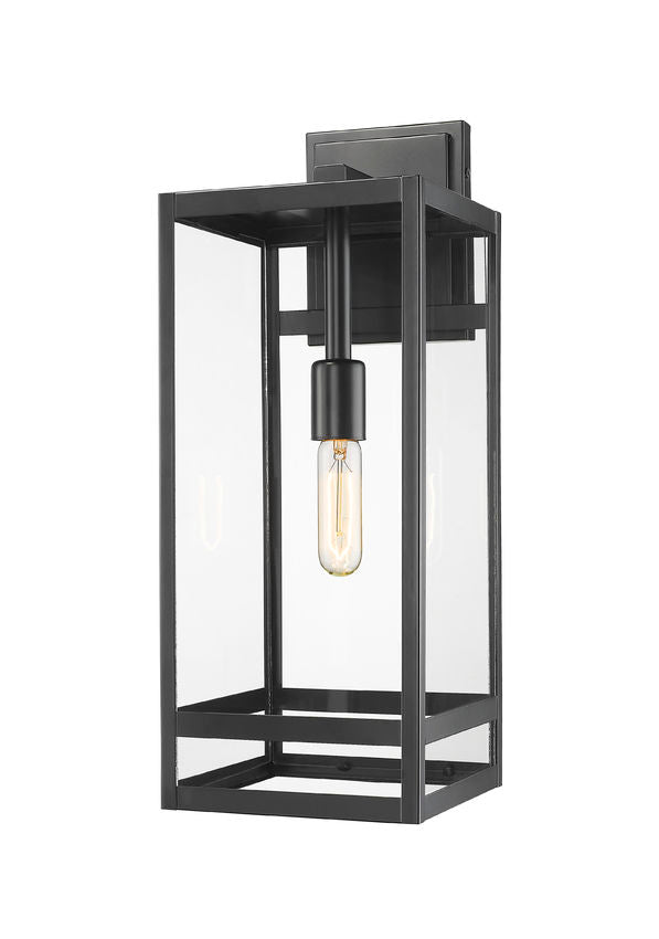 Z-Lite Nuri 8" W x 21" H 1-Light Black Aluminum Outdoor Wall Sconce With Clear Glass Shade
