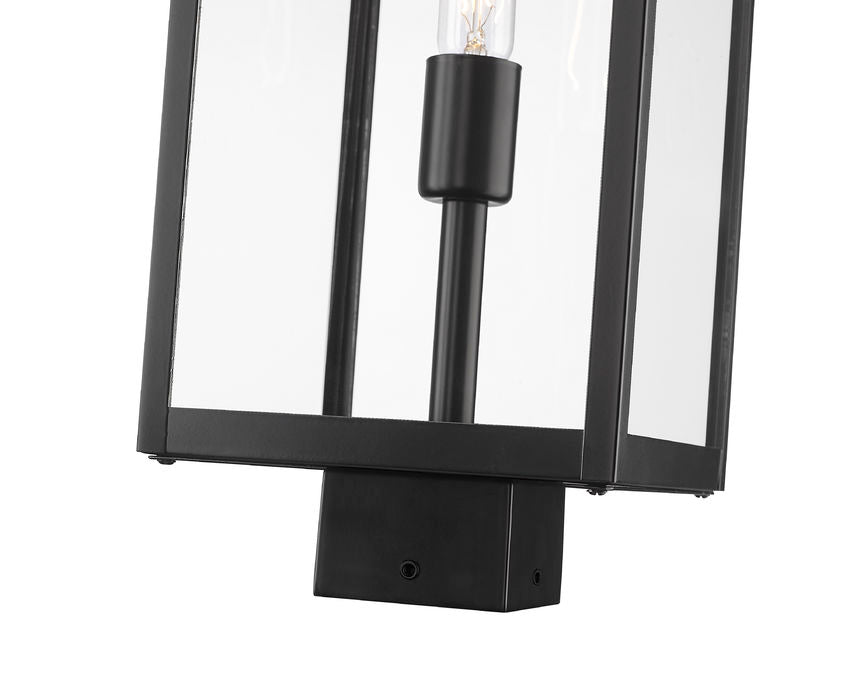 Z-Lite Nuri 8" W x 21" H 1-Light Black Outdoor Post Mount Fixture With Clear Glass Shade