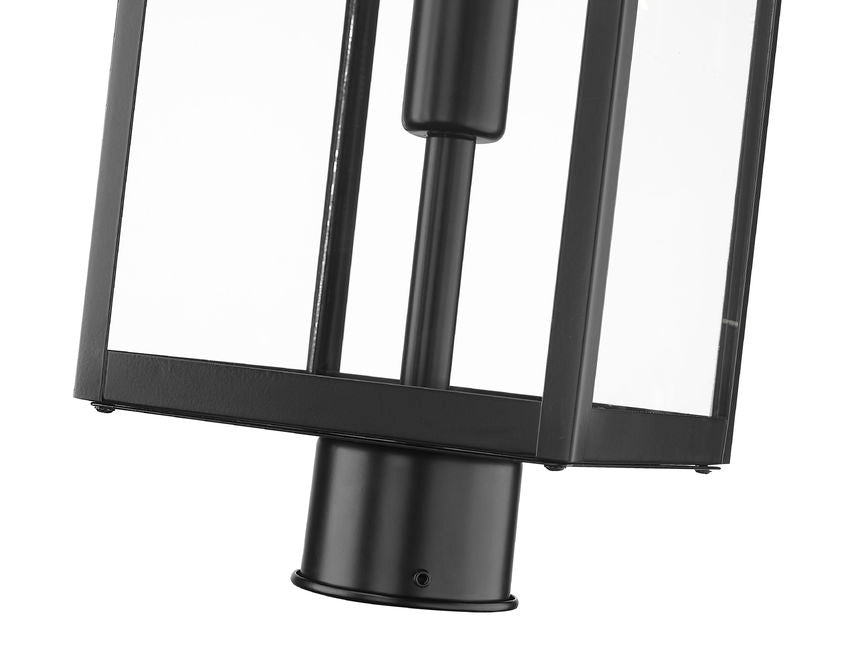 Z-Lite Nuri 8" W x 22" H 1-Light Black Outdoor Post Mount Fixture With Clear Glass Shade