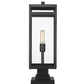 Z-Lite Nuri 8" W x 23" H 1-Light Black Outdoor Pier Mounted Fixture and Square Pier Mount Hardware With Clear Glass Shade