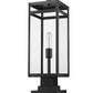 Z-Lite Nuri 8" W x 23" H 1-Light Black Outdoor Pier Mounted Fixture and Square Pier Mount Hardware With Clear Glass Shade