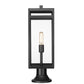 Z-Lite Nuri 8" W x 24" H 1-Light Black Outdoor Pier Mounted Fixture and Round Pier Mount Hardware With Clear Glass Shade