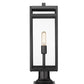 Z-Lite Nuri 8" W x 24" H 1-Light Black Outdoor Pier Mounted Fixture and Square Pier Mount Hardware With Clear Glass Shade