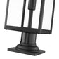 Z-Lite Nuri 8" W x 24" H 1-Light Black Outdoor Pier Mounted Fixture and Square Pier Mount Hardware With Clear Glass Shade