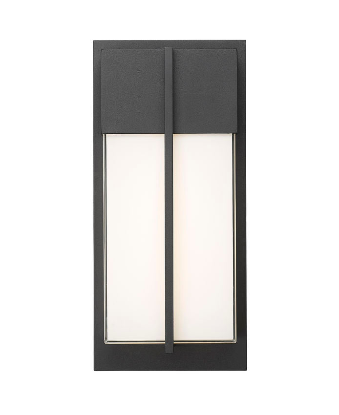 Z-Lite Nyx 6" W x 13" H 2-Light LED Black Aluminum Outdoor Wall Light With Gloss Opal Glass Shade