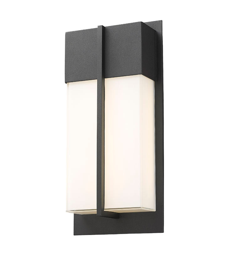 Z-Lite Nyx 6" W x 13" H 2-Light LED Black Aluminum Outdoor Wall Light With Gloss Opal Glass Shade