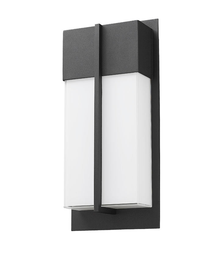 Z-Lite Nyx 6" W x 13" H 2-Light LED Black Aluminum Outdoor Wall Light With Gloss Opal Glass Shade