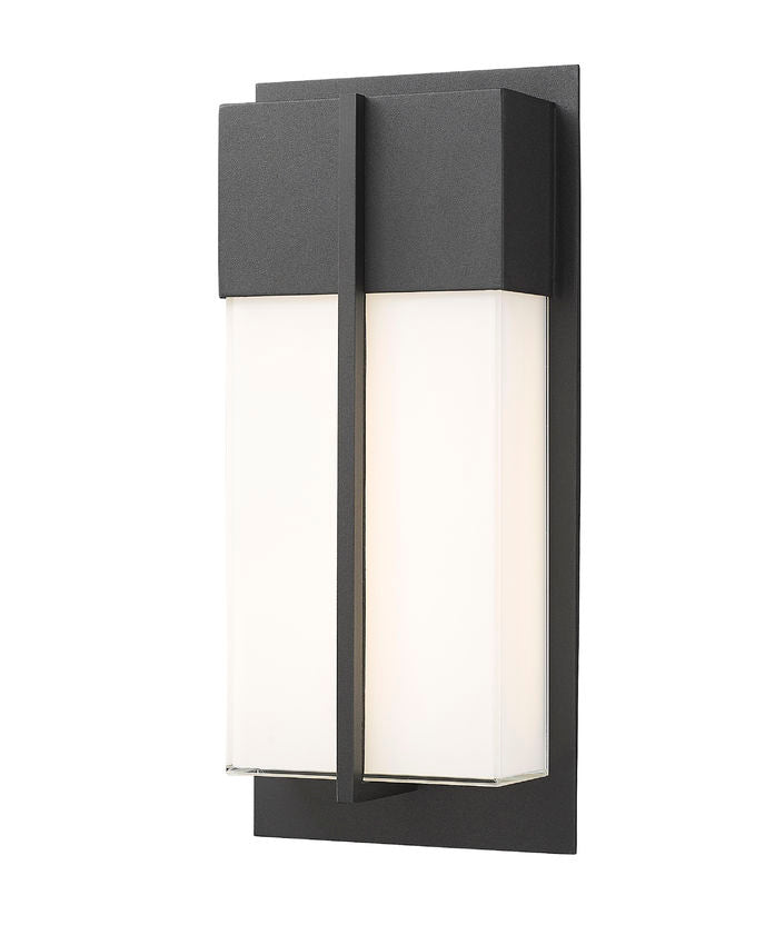 Z-Lite Nyx 6" W x 13" H 2-Light LED Black Aluminum Outdoor Wall Light With Gloss Opal Glass Shade