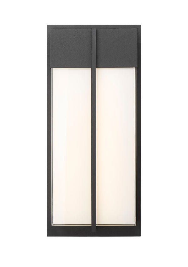 Z-Lite Nyx 8" W x 18" H 2-Light LED Black Aluminum Outdoor Wall Light With Gloss Opal Glass Shade