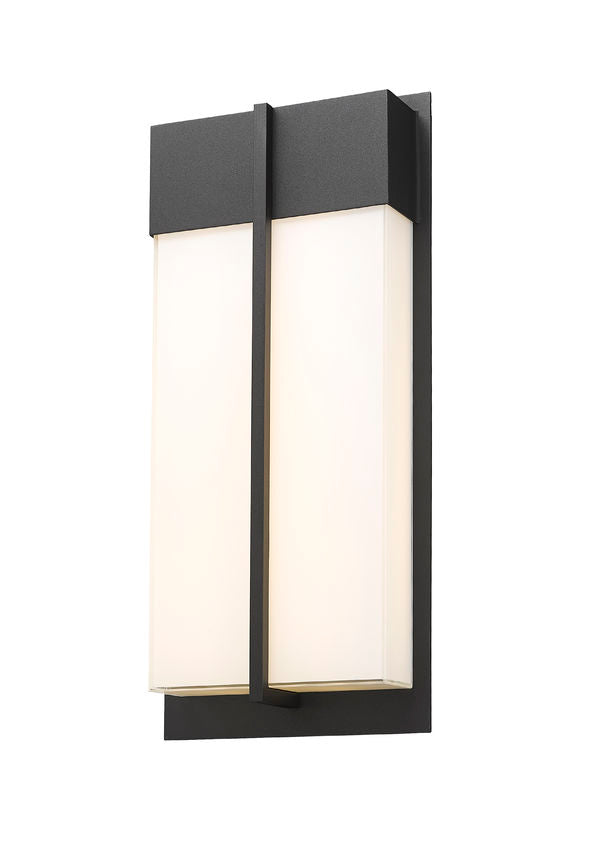 Z-Lite Nyx 8" W x 18" H 2-Light LED Black Aluminum Outdoor Wall Light With Gloss Opal Glass Shade