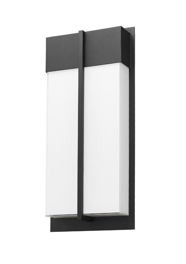 Z-Lite Nyx 8" W x 18" H 2-Light LED Black Aluminum Outdoor Wall Light With Gloss Opal Glass Shade