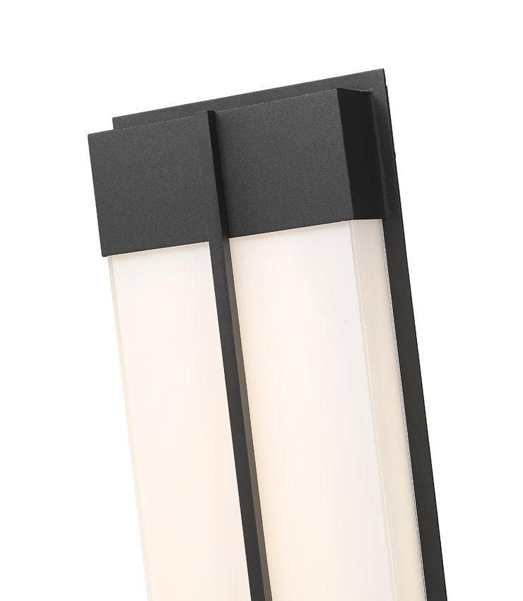 Z-Lite Nyx 8" W x 18" H 2-Light LED Black Aluminum Outdoor Wall Light With Gloss Opal Glass Shade