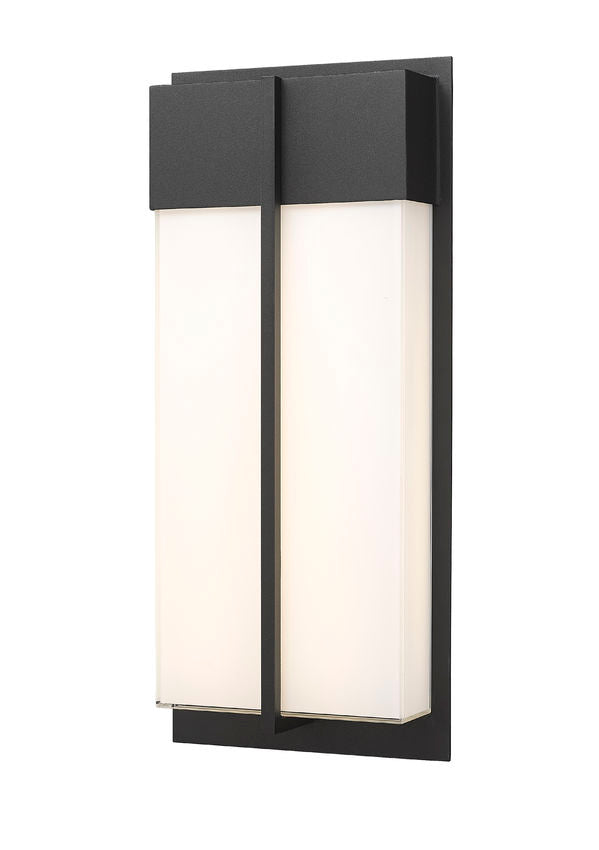 Z-Lite Nyx 8" W x 18" H 2-Light LED Black Aluminum Outdoor Wall Light With Gloss Opal Glass Shade