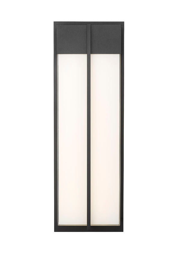 Z-Lite Nyx 8" W x 24" H 2-Light LED Black Aluminum Outdoor Wall Light With Gloss Opal Glass Shade