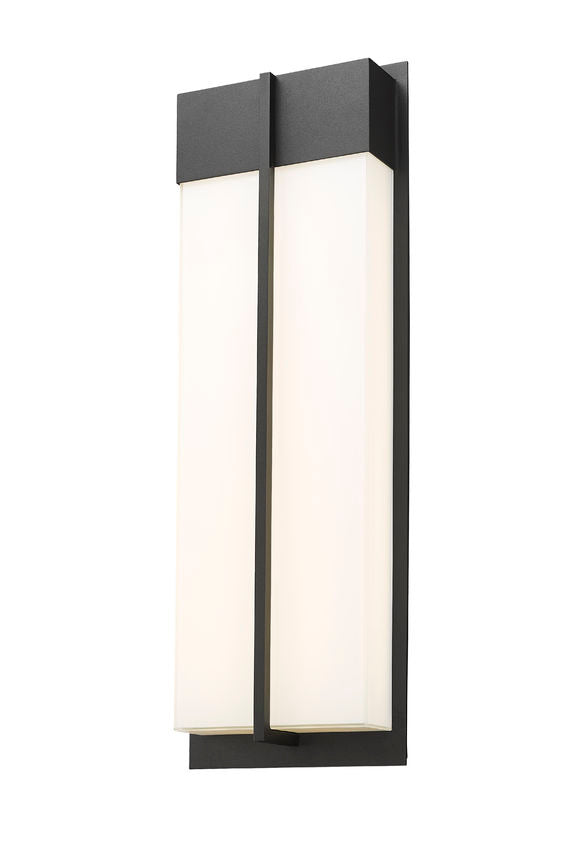 Z-Lite Nyx 8" W x 24" H 2-Light LED Black Aluminum Outdoor Wall Light With Gloss Opal Glass Shade