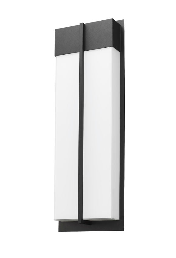 Z-Lite Nyx 8" W x 24" H 2-Light LED Black Aluminum Outdoor Wall Light With Gloss Opal Glass Shade