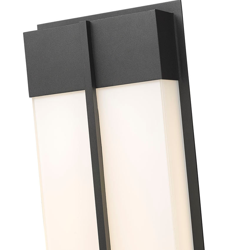 Z-Lite Nyx 8" W x 24" H 2-Light LED Black Aluminum Outdoor Wall Light With Gloss Opal Glass Shade