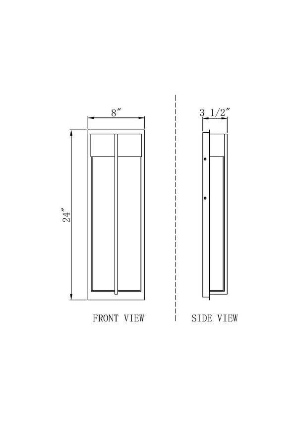 Z-Lite Nyx 8" W x 24" H 2-Light LED Black Aluminum Outdoor Wall Light With Gloss Opal Glass Shade