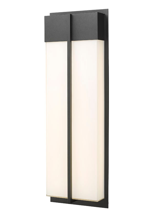 Z-Lite Nyx 8" W x 24" H 2-Light LED Black Aluminum Outdoor Wall Light With Gloss Opal Glass Shade