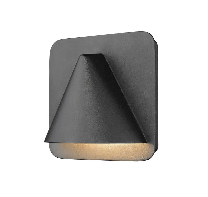 Z-Lite Obelisk 7" 1-Light LED Black Outdoor Wall Sconce With Sandblast Glass Shade