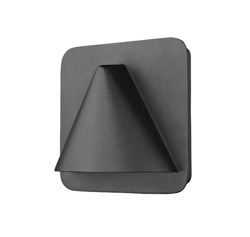 Z-Lite Obelisk 7" 1-Light LED Black Outdoor Wall Sconce With Sandblast Glass Shade