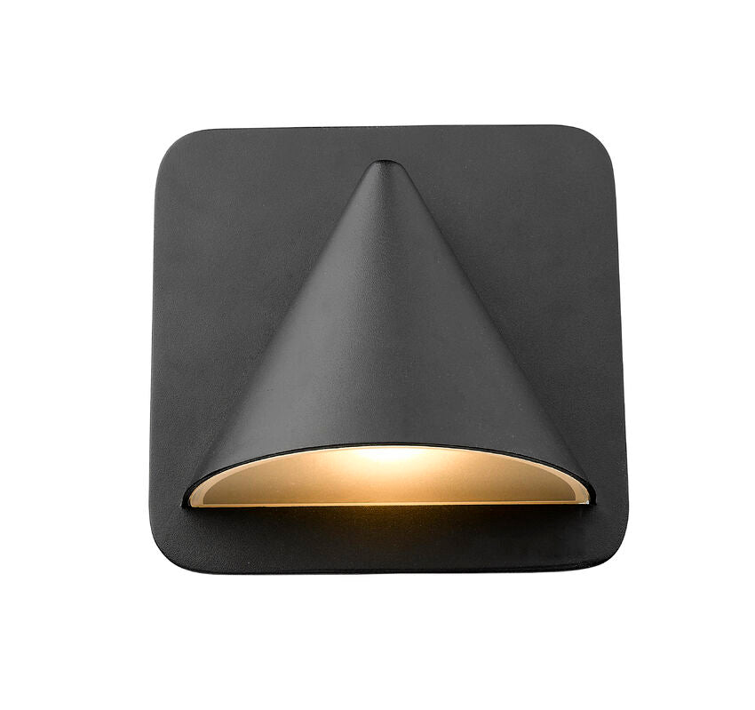Z-Lite Obelisk 7" 1-Light LED Black Outdoor Wall Sconce With Sandblast Glass Shade