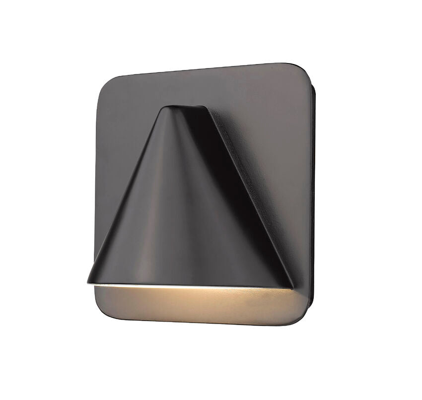 Z-Lite Obelisk 7" 1-Light LED Outdoor Rubbed Bronze Outdoor Wall Sconce With Sandblast Glass Shade