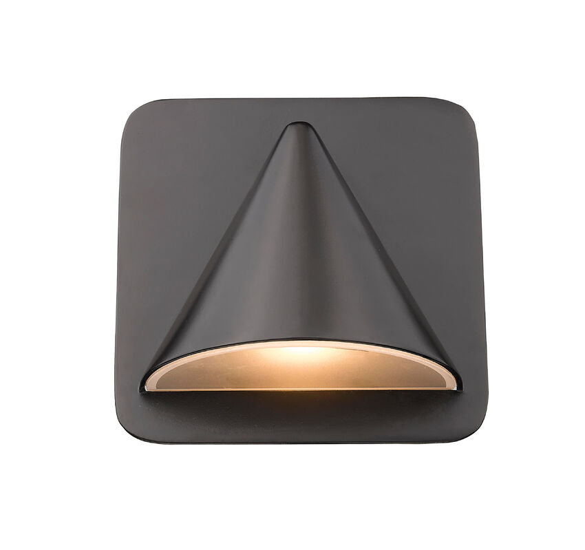 Z-Lite Obelisk 7" 1-Light LED Outdoor Rubbed Bronze Outdoor Wall Sconce With Sandblast Glass Shade